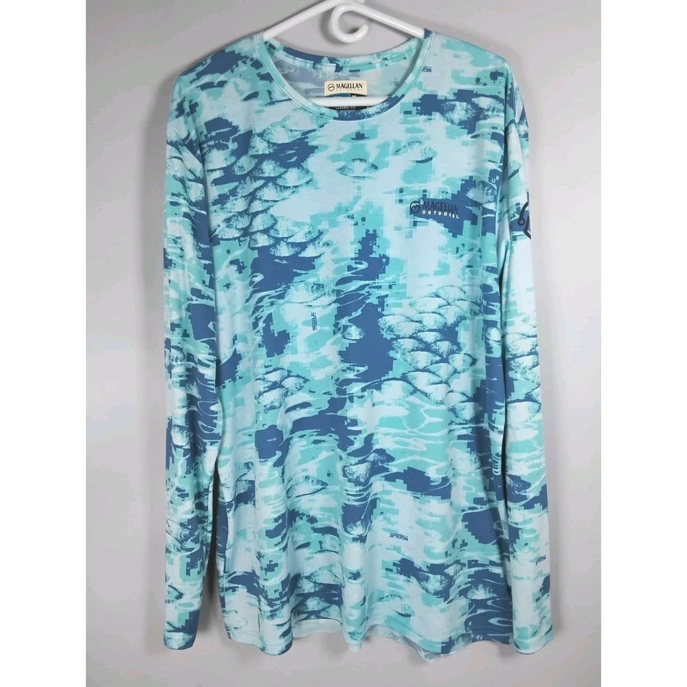Magellan Fish Gear Shirt Mens XL Cooling Rash Guard Classic Fit Long Sleeve